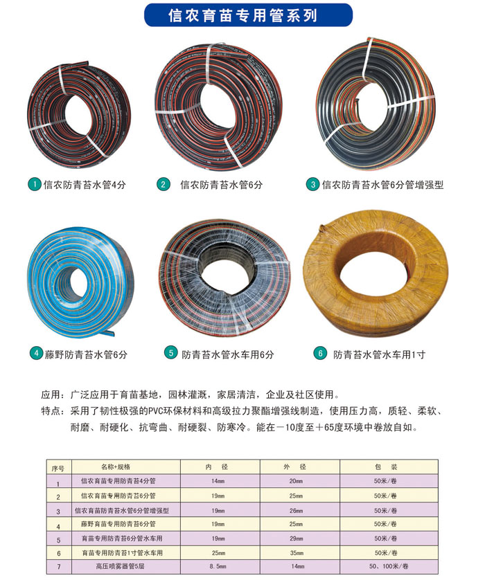 育苗专用防青苔水管系列